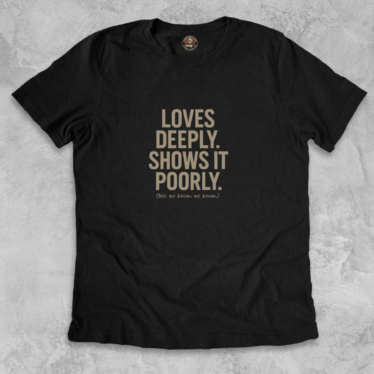 LOVES DEEPLY.™ – Expressed Poorly, Felt Fully Not a hugger. Still a legend.