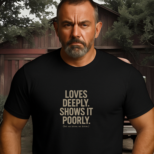 LOVES DEEPLY.™ – Expressed Poorly, Felt Fully Not a hugger. Still a legend.