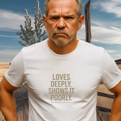 LOVES DEEPLY.™ – Expressed Poorly, Felt Fully Not a hugger. Still a legend.